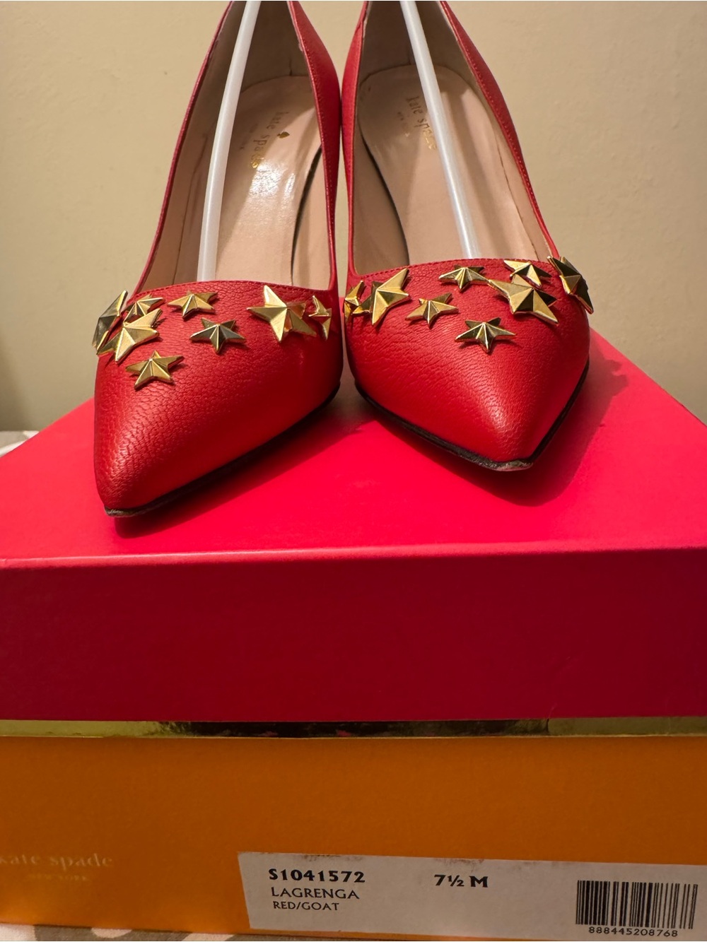 Kate Spade New York Lagrenga Red Star Studded Pumps Heel Made in Italy - Picture 9 of 11